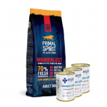 PRIMAL SPIRIT 70% Wanderlust 12 kg + ENZO VET H&uuml;poallergeeniline toit j&auml;nesega koertele 3x400 g