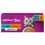 WHISKAS Duo &bdquo;Maalt ja merelt&ldquo; želatiinis &ndash; m&auml;rg kassitoit, 40x85 g