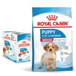 ROYAL CANIN keskmise suurusega kutsikate toit 15 kg + ROYAL CANIN keskmise suurusega kutsikate toit 10 x 140 g