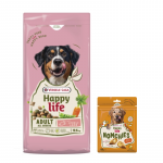 VERSELE-LAGA Happy Life Adult lambalihaga 12,5 kg &ndash; toit t&auml;iskasvanud suure t&otilde;ugu koertele lambalihaga + Happy Life Snack 150 g TASUTA