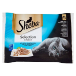 SHEBA kotike 4x85g Selection in Sauce Fish Flavours - m&auml;rg kassitoit kastmes (valge kala, l&otilde;he, tursk, tuunikala)