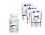 ENZO VET Steriliseeritud dieet steriliseeritud kassidele kalkunimahlaga 3x100g + LAB-V Immuno Hard 45 kapslit