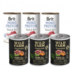 BRIT MONO PROTEIN POWERHOUSE JA PRUUN RIIS 400 g + Wild Farm Monoprotein Pork 3x400 g h&uuml;poallergeeniline koeratoit