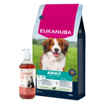 EUKANUBA T&auml;iskasvanud v&auml;ikese ja keskmise t&otilde;ugu koertele, lamba- ja riisirikas 12 kg + LAB V l&otilde;he&otilde;li koertele ja kassidele 500 ml