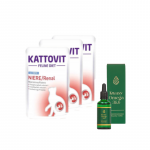 Kattovit Niere/Renal part 3x85g kotikest + AB-V Omega 3 ja 6 rasvhapped koerte ja kasside &uuml;ldise tervise, karvkatte ja naha seisundi parandamiseks 100ml