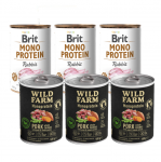BRIT MONO PROTEIN RABBIT 3x400g + Wild Farm Monoprotein Pork 3x400g h&uuml;poallergeeniline koeratoit