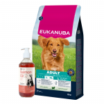 EUKANUBA t&auml;iskasvanud suurte t&otilde;ugude lambaliha ja riis 12 kg + LAB V l&otilde;he&otilde;li koertele ja kassidele 500 ml