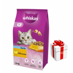 WHISKAS Sterile 3,8 kg &ndash; kuivtoit t&auml;iskasvanud kassidele p&auml;rast kastreerimist, maitsva kanaga + &uuml;llatus teie kassile