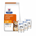 HILL'S PD Prescription Diet Feline c/d Multicare kana 3 kg + ENZO VET m&auml;rgtoit kana kastmes kassidele 3x100 g