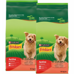 Friskies Active t&auml;iskasvanud koertele m&otilde;eldud toit veiseliha ja k&ouml;&ouml;giviljadega, 2x15 kg