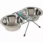 Zolux 2 Inox 700 ml koerakaussi komplekt + metallist alus