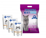 Premium Cat Clumping Bentoniitpuru - lavendlipuru 5L + 3x ENZO VET uriin kana kastmes 100g