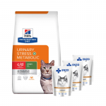 HILL'S PD Prescription Diet c/d Urinary Stress+ Metabolic Feline 3 kg + ENZO VET m&auml;rgtoit kana kastmega kassidele 3x100 g
