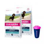 Eukanuba t&otilde;up&otilde;hine t&auml;iskasvanud taksikoer 2x2,5 kg + toidukonteiner 4,5 kg TASUTA