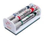 Tahvlimarkerite komplekt hoidja ja kustutajaga PENTEL Maxiflo S 4 v&auml;rvi