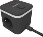 Pikendusjuhe FELLOWES Ampra 3-pesa, 1 x USB-A ja 2 x USB-C, l&uuml;litiga must