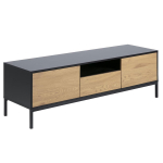 TV-laud SEAFORD 140x40xH45cm, raam: MDF, matt must, 2 ust: lamineeritud kattega m&ouml;&ouml;bliplaat, v&auml;rvus: tamm