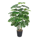 Kunstpuu MONSTERA, H120cm, 5 t&uuml;vega, must pott