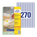 Kleebisetikett AVERY Zweckform 17,8X10mm 270 lehel 25 lehte eemaldatav (L4730REV-25)