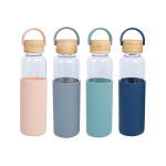 Joogipudel GLASS H22,5cm 550ml, klaasist, bambusest korgiga