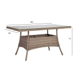 Laud TOSCANA 140x80xH73cm, bee&thorn;, alumiinium, plastikpunutis, klaas