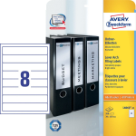 Seljaetikett registraatorile iseliimuv AVERY Zweckform 192x34mm valge 25 lehte
