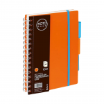 Kaustik spiraalk&ouml;ites A5 GRAND 5x5 v&auml;rvilise registriga plastikust kaanega oranž 100 lehte