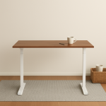 Adjustable Height Table Up Up Bjorn White, Table top L Dark Walnut