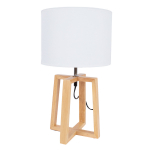 Laualamp WOODEN H44,5cm, kuppel: valge, jalg: naturaalne puit
