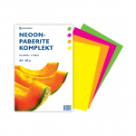 V&auml;rviline paber A4 80g 4 neoonv&auml;rvi x 5 lehte 20lehte pakis