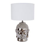 Laualamp BUDDHA H34,5cm, kuppel: valge, jalg: h&otilde;bedane keraamika