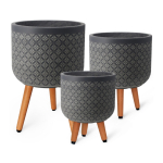Lillepott PAO D24xH29.5cm, jalgadel, tumehall