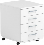 Sahtliboks ratastel OPTIMA 415x500x638mm 4-sahtliga valge