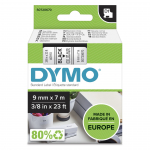 Kleepkirjalint/markeerimislint DYMO 40910 9mm x 7m must kiri/l&auml;bipaistval
