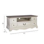 TV-laud SAMIRA NEW, 5-sahtliga, 117x53xH50cm, materjal: puit, v&auml;rvus: antiikvalge/pruun