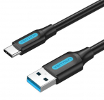 CABLE USB3.0 TO USB-C MALE/2M BLACK COZBH VENTION
