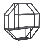 Seinariiul SEAFORD 77x22xH77cm, octagon, 3-riiuliga, must