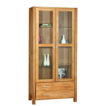 Vitriinkapp CHICAGO NEW 2-klaasuksega ja 2-sahtliga, 91x40xH190cm, puit: tammespoon/MDF, v&auml;rvus: naturaalne, &otilde;litatud