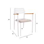 Tool WALES valge 56x60xH82cm, alumiiniumraam, plastikpunutis, tiikpuit