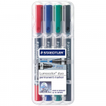 Permanentne marker STAEDTLER Lumocolor Duo 348 kahe otsaga 0,6/1,5mm 4 v&auml;rvi komplekt