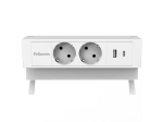 Pikendusjuhe / laadimisjaam lauale FELLOWES Desk 2-pesa, 1 x USB-A ja 1 x USB-C valge
