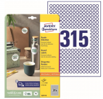 Kleebisetikett AVERY ZWECKFORM Q10mm 315 lehel 10 lehte (6221-10)