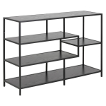 Riiul SEAFORD 114x35xH78cm, 4x, riiulid: must saare melamiin, raam: must metall