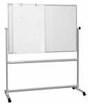 Valge tahvel ratastel kahepoolne 1800x1200mm valge/valge &uuml;mber telje p&ouml;&ouml;rlev E3 keraamiline l&auml;ikiv pind