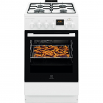 Electrolux 600 Seeria SteamBake, 58 L, laius 50 cm, valge - Gaasipliit elektriahjuga