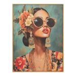 Seinapilt raamiga 80x100cm, naine lilledega