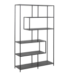 Riiul SEAFORD 114x35xH185cm, must, riiulid: must saare melamiin, raam: must metall