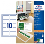 Visiitkaart AVERY ZWECKFORM 85x54mm 200g mikroperf.-ga 10 lehte matt valge