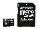 Verbatim 47042 Pro U3 Micro SDXC Memory Card 64GB + microSD to SD Adapter