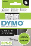 Kleepkirjalint/markeerimislint DYMO D1 45010 12mm x 7m must/l&auml;bipaistev